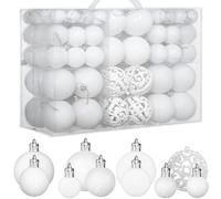 ZFYQ 100 Palle di Natale, Set di Palline per Albero di Natale, Palline Decorative da Appendere 3/4/6cm, Adatte per Alberi di Natale, Finestre, Ghirlande Natalizie, Decorazioni Natale, Bianco