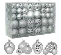 ZFYQ 100 Palle di Natale, Set di Palline per Albero di Natale, Palline Decorative da Appendere 3/4/6cm, Adatte per Alberi di Natale, Finestre, Ghirlande Natalizie, Decorazioni Natale, Argento