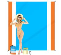 ZFYQ Coperta da Spiaggia, 200 x 210 cm Anti Sabbia Portatile Coperta da Picnic con 4 Picchetti Fixed per Picnic, Spiaggia, Viaggi, Escursionismo, Campeggio e Altro