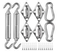 ZFYQ Kit di Fissaggio per Tenda, 40 Pezzi Grande Kit di Acciaio Inossidabile per Installazione per Tenda a Vela Rettangolare e Triangolare, Ombra Giardino, M8