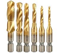 ZFYQ Punte Trapano 1/4" con Codolo Esagonale, Maschiatore a Vite con Scanalature a Spirale per Maschiare Vari Filetti, 6 Pezzi
