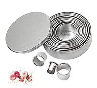 ZFYQ Set di 12 Coppapasta Rotondo Acciaio Inox Tagliapasta Aperta Tondo Stampi per Biscotti Formine Coppapasta Tondi Anelli con Contenitore