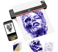 ZG Stampante per tatuaggi wireless, macchina portatile a trasferimento termico per tatuatori e principianti, compatibile con iPhone/Android/PC, senza inchiostro e ricaricabile, include 5 stencil di