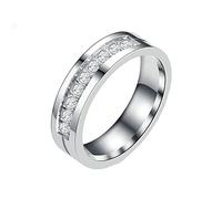 ZGBQHQN Anello di promessa coppia KNBOB, semplice zirconia cubica in oro/argento Coppia da 6 mm Ricevi acciaio inossidabile inossidabile