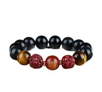 ZGBQHQN Bracciale di ricchezza Feng Shui Bracciale ossidiano naturale Reiki Bracciale Stretch Chakra Meditazione redazione degli spiriti malvagi talismano prosperità pace cingina (colore: uomini)