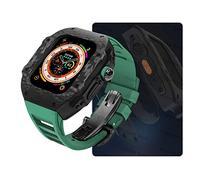 ZGBQHQN Custodia di orologio in fibra di carbonio , per Ultra 8 2 49 mm kit di modifica di lusso , per 9 8 7 6 5 4 SE 45 mm 44 mm cinghia di gomma fluoro con strumento (stile11,45 mm)