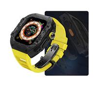 ZGBQHQN Custodia di orologio in fibra di carbonio , per Ultra 8 2 49 mm kit di modifica di lusso , per 9 8 7 6 5 4 SE 45 mm 44 mm cinghia di gomma fluoro con strumento (stile11,45 mm)