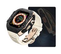 ZGBQHQN Custodia di orologio in fibra di carbonio , per Ultra 8 2 49 mm kit di modifica di lusso , per 9 8 7 6 5 4 SE 45 mm 44 mm cinghia di gomma fluoro con strumento (stile11,45 mm)