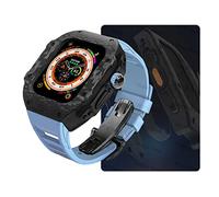 ZGBQHQN Custodia di orologio in fibra di carbonio , per Ultra 8 2 49 mm kit di modifica di lusso , per 9 8 7 6 5 4 SE 45 mm 44 mm cinghia di gomma fluoro con strumento (stile11,45 mm)