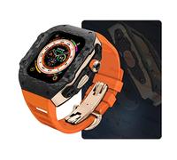 ZGBQHQN Custodia di orologio in fibra di carbonio , per Ultra 8 2 49 mm kit di modifica di lusso , per 9 8 7 6 5 4 SE 45 mm 44 mm cinghia di gomma fluoro con strumento (stile11,45 mm)