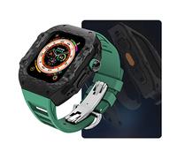 ZGBQHQN Custodia di orologio in fibra di carbonio , per Ultra 8 2 49 mm kit di modifica di lusso , per 9 8 7 6 5 4 SE 45 mm 44 mm cinghia di gomma fluoro con strumento (stile11,45 mm)