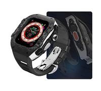 ZGBQHQN Custodia di orologio in fibra di carbonio , per Ultra 8 2 49 mm kit di modifica di lusso , per 9 8 7 6 5 4 SE 45 mm 44 mm cinghia di gomma fluoro con strumento (stile11,45 mm)