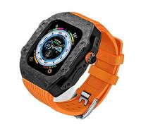 ZGBQHQN Custodia di orologio in fibra di carbonio , per Ultra 8 2 49 mm kit di modifica di lusso , per 9 8 7 6 5 4 SE 45 mm 44 mm cinghia di gomma fluoro con strumento (stile11,45 mm)