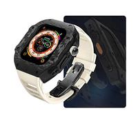 ZGBQHQN Custodia di orologio in fibra di carbonio , per Ultra 8 2 49 mm kit di modifica di lusso , per 9 8 7 6 5 4 SE 45 mm 44 mm cinghia di gomma fluoro con strumento (stile11,45 mm)