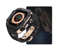 ZGBQHQN Custodia di orologio in fibra di carbonio , per Ultra 8 2 49 mm kit di modifica di lusso , per 9 8 7 6 5 4 SE 45 mm 44 mm cinghia di gomma fluoro con strumento (stile11,45 mm)