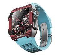 ZGBQHQN Fantaia della custodia in fibra di carbonio con orologio in gomma ， per 9/8/7/6/5/4/SE ， kit di modifica della banda della custodia in fibra di carbonio ， per serie 44/45mm Sostituire