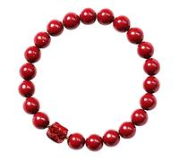 ZGBQHQN Feng Shui Amulet Bracciale Prosperità Naturale Cinnabar Cinnabar Purple Cinnabar con Mascotte Reiki Chakra Meditation Attrarre un fortunato Bracciale di trasferimento ricco, Red, 8mm Cinnabar