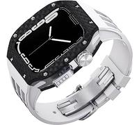 ZGBQHQN Kit di modifica del cinturino in gomma in fibra in fibra di carbonio ， per 8/7/6/5/4/SE 44mm 45mm ， cornice in titanio Sport Fluororber Banda e kit di sostituzione della fibbia