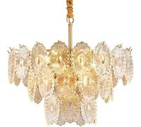 ZGBQHQN Lampadella di Cristallo di Vetro-Lampada a LED da 80 cm a 3 Strati per Villa, Soggiorno, con Lampadina a LED (con Lampadina a LED, 3 Strato Dia 60 cm)