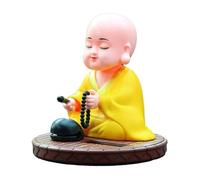 ZGBQHQN Little Monk Solar Ornament, Carino Kongfu Monk Car Display Display Decorazione Solar Monk Annueding Head Desk Figurine per Dashboard (Giallo)