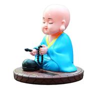 ZGBQHQN Little Monk Solar Ornament, Carino Kongfu Monk Car Display Display Decorazione Solar Monk Annueding Head Desk Figurine per Dashboard (Giallo)