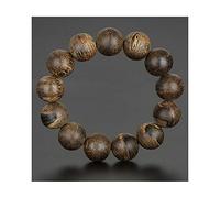 ZGBQHQN Perle di preghiera in legno naturale olio nero selvatico cambogiano pieno di bracciali di legno di agar incenso medicinale da 1,8 cm perline bracciale