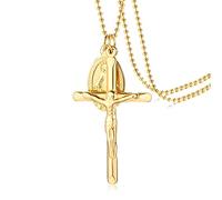 ZGBQHQN Vitane per Monete di Vierge Marie per Donne Gesù Cross Pendenti Gold Color Titanium Steel Crocifisso Preghiera Collier