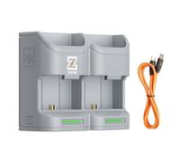 ZGCINE PC2-LPE6 Caricatore Veloce PD a 2 Slot per Batterie Canon LP-E6/N/NH/E6P (Grigio) - con Archiviazione SD/microSD, Monitoraggio LED in Tempo Reale, Design Compatto per Viaggi