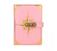 ZGCrumphant A5 Retro Password Book con Lucchetto Diario Notebook Creativo Viaggiatore Bussola Mano Libro Mastro Studente Blocco Note Cancelleria Nota Segreta Journaling emotivo(Pink)