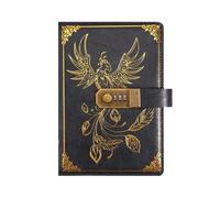 ZGCrumphant Cancelleria Password Quaderno Diario Libro Retro A5 con Lucchetto Protezione Segreti 200 Pagine Viaggiatori Studente Journaling emotivo(Style1-Black)