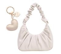 ZGDEIWGF 1 borsa pieghevole Cloud, 1 ciondolo dell'amore, tasca ascellare da donna con tracolla regolabile, elegante borsa a tracolla con fibbia magnetica, bianco, taglia unica