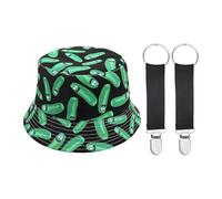 ZGDEIWGF 1 cappello da pescatore da donna, 2 clip per cappelli, cappelli divertenti, cappelli da viaggio portatili, cappelli da sole per esterni, nero/verde, S/M