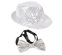 ZGDEIWGF 1 Cappello Da Spettacolo Di Magia, 1 Papillon Da Spettacolo Di Magia, Cappello Da Festa Magico, Cappello Con Paillettes Glitterate, Cappello Jazz, Cappello Da Performance Sul Palco