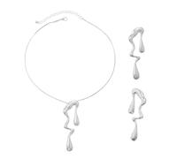 ZGDEIWGF 1 Paio di Orecchini in Argento, 1 Collana Regolabile, Set di Gioielli, Accessori di Abbigliamento da Donna, Decorazione in Argento Abbinata, Gioielli Personalizzati di Moda