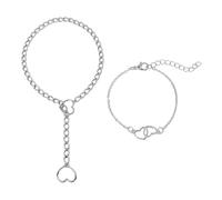 ZGDEIWGF 1 pezzo di catena scorrevole lariat, 1 pezzo di braccialetto a forma di cuore, collana in stile punk, collana a cuore, catena ad anelli retrò, lunga collana lariat a Y, accessori hip-hop