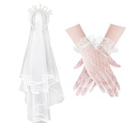 ZGDEIWGF 1 Pezzo Di Fascia Da Sposa, 1 Paio Di Guanti, Copricapo Da Sposa, Velo Da Sposa Della Sposa, Velo Da Sposa Impreziosito Da Perle