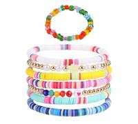 ZGDEIWGF 1 Set di Bracciali da Donna, 1 Anello, Braccialetto di Perle, Braccialetto Elastico Colorato, Accessori da Donna, Set di Bracciali