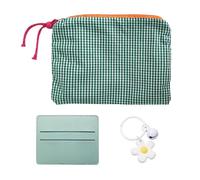 ZGDEIWGF 1 Trousse Scozzese, 1 Pendente, 1 Portacarte, Borsa da Viaggio, Piccola Trousse per Cosmetici, Verde