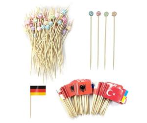 ZGDEIWGF 100 stuzzicadenti con Bandiera Nazionale e 100 stuzzicadenti per Calcio, stuzzicadenti per Calcio, Decorazioni, stuzzicadenti per Frutta