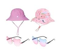 ZGDEIWGF 2 Cappelli, 2 Occhiali da Sole, Cappello da Pescatore per Bambini, Cappello da Sole per Bambino, Cappello da Sole per Bambini Piccoli, Cappello per Bambini, Cappello da Sole per Ragazzi