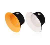 ZGDEIWGF 2 cappelli da pescatore double face, cappelli da donna, cappelli da sole ricamati con margherite pieghevoli, cappelli da spiaggia alla moda, nero e giallo., S/M