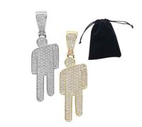 ZGDEIWGF 2 ciondoli hip-hop con testa inclinata, 1 custodia, collana hip-hop con zircone completo, collana con ciondolo a testa inclinata, regalo, Taglia unica