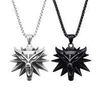 ZGDEIWGF 2 Collane con ciondolo a forma di testa di lupo da uomo, collane con ciondolo interessanti, collane in acciaio inox, Taglia unica, Acciaio inossidabile