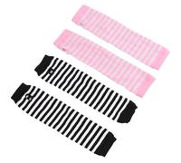 ZGDEIWGF 2 Paia Di Maniche A Righe Bicolore, Guanti Mezze Dita, Maniche A Righe Colorate, Maniche A Maglia, Maniche Da Donna