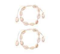 ZGDEIWGF 2 pezzi di braccialetti intrecciati a conchiglia, braccialetti regolabili, braccialetti in stile, gioielli da spiaggia, cavigliere in stile hawaiano, braccialetti creativi personalizzati