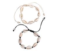 ZGDEIWGF 2 pezzi di bracciali intrecciati a conchiglia, bracciali regolabili, bracciali a conchiglia vintage, gioielli da spiaggia, gioielli alla caviglia da spiaggia, cavigliere estive al mare