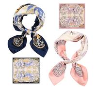 ZGDEIWGF 2 Sciarpe Quadrate Stampate, Morbida e Decorativa, Retro Stampata, Piccola Da Donna, Elegante Di Seta, Quadrata di Raso, Colore: Rosa
