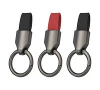 ZGDEIWGF 3 Pezzi Portachiavi Auto Clip per Uomo e Donna - Fibbia in Pelle Nera Gunmetal, Taglia Unica