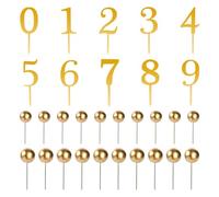 ZGDEIWGF 30 inserti con numeri e palline, 0-9 inserti numerici, decorazioni per torte, oro acrilico, decorazione per torte fai da te, feste classiche