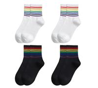 ZGDEIWGF 4 Paia Di Calzini Arcobaleno, Calzini A Metà Polpaccio A Righe, Calzini Alla Caviglia A Righe Arcobaleno Per Donna, Calzini Da Festa, Calzini Abbinati All'Outfit